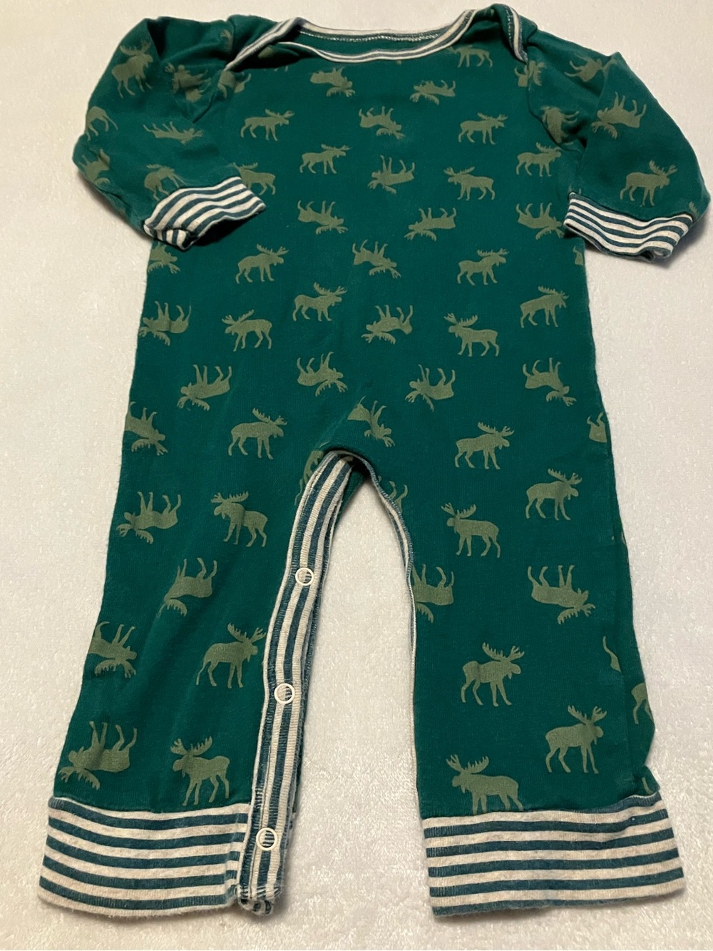 Kids Green Moose-Print One-Piece Romper